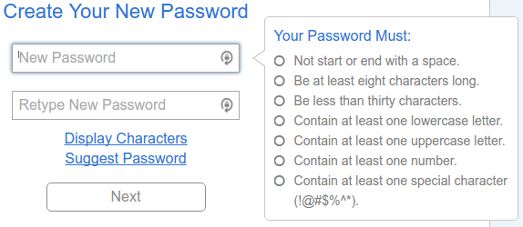 Bluehost password rules.