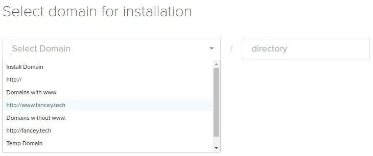 Select domain for installation.