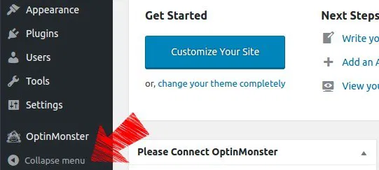 Expand WordPress dashboard menu.