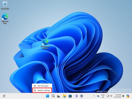 Open the taskbar settings