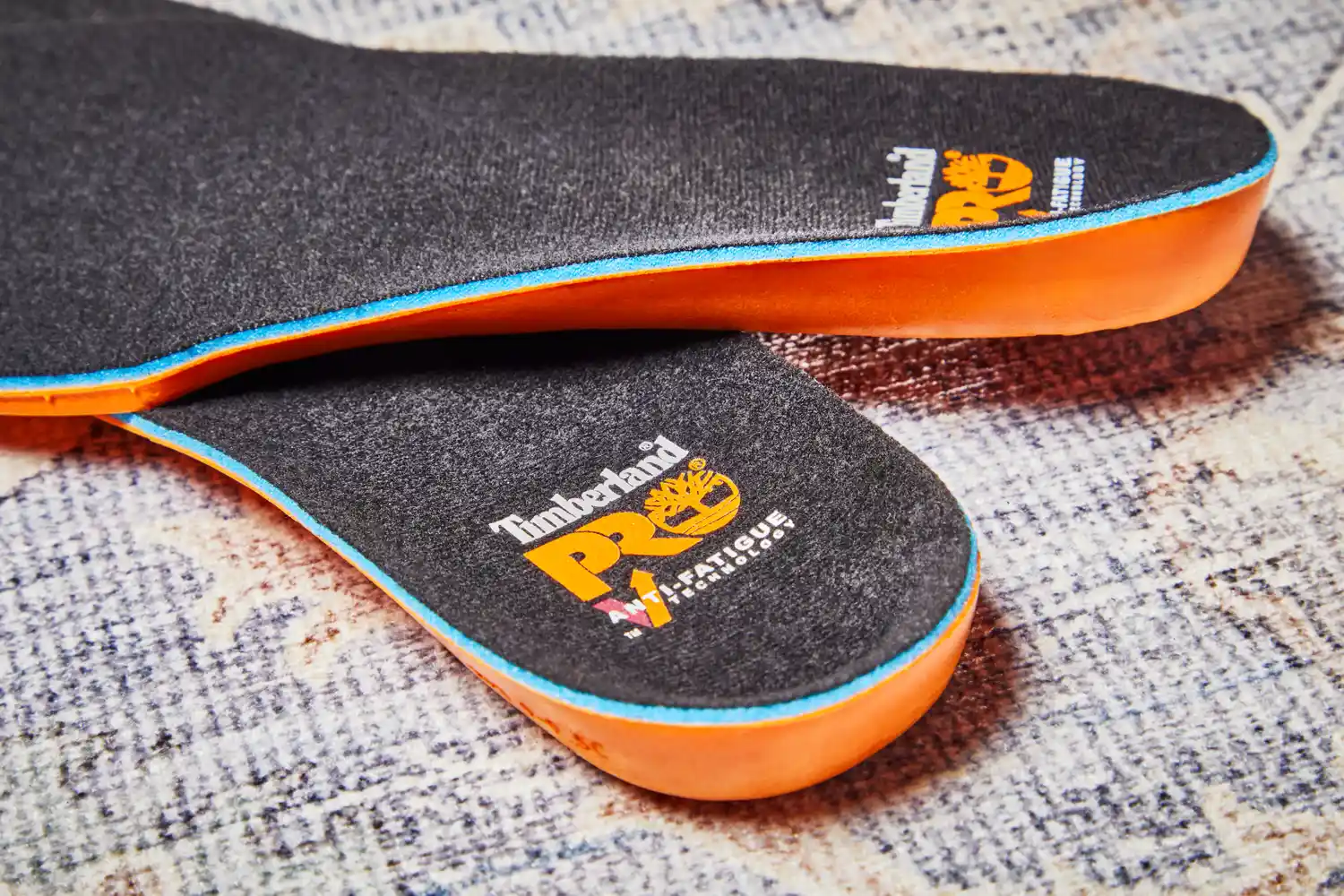 Closeup of the heels of Timberland Pro Anti-Fatigue Technology Insoles