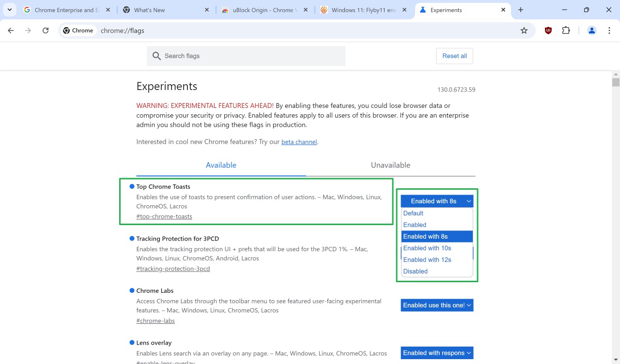 Disable Top Chrome Toasts