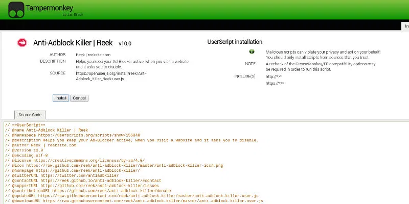 Add Anti-Adblock Killer To Tampermonkey Add Anti-Adblock Killer To Tampermonkey