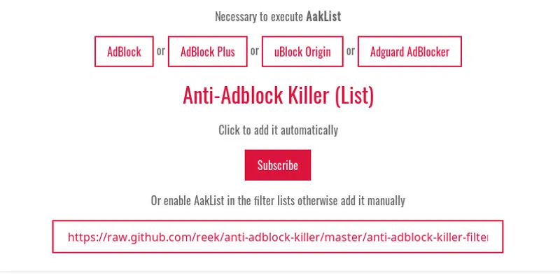 Install Anti-Adblock Killer definition list Install Anti-Adblock Killer definition list