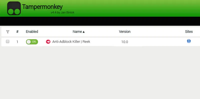 Anti-Adblock Killer Installed on Tampermonkey Anti-Adblock Killer Installed on Tampermonkey