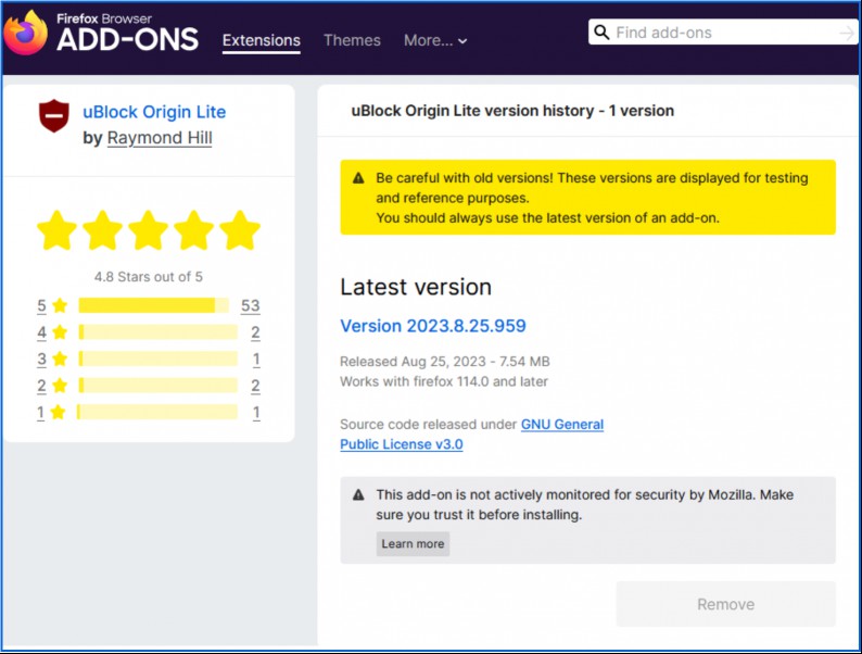 uBlock Origin Lite Firefox