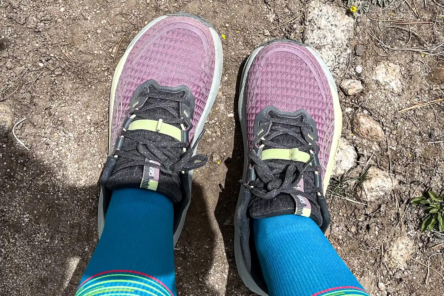 An overhead view of a person wearing the Asics Women's Gel-Trabuco 13 Trail Running Sneakers