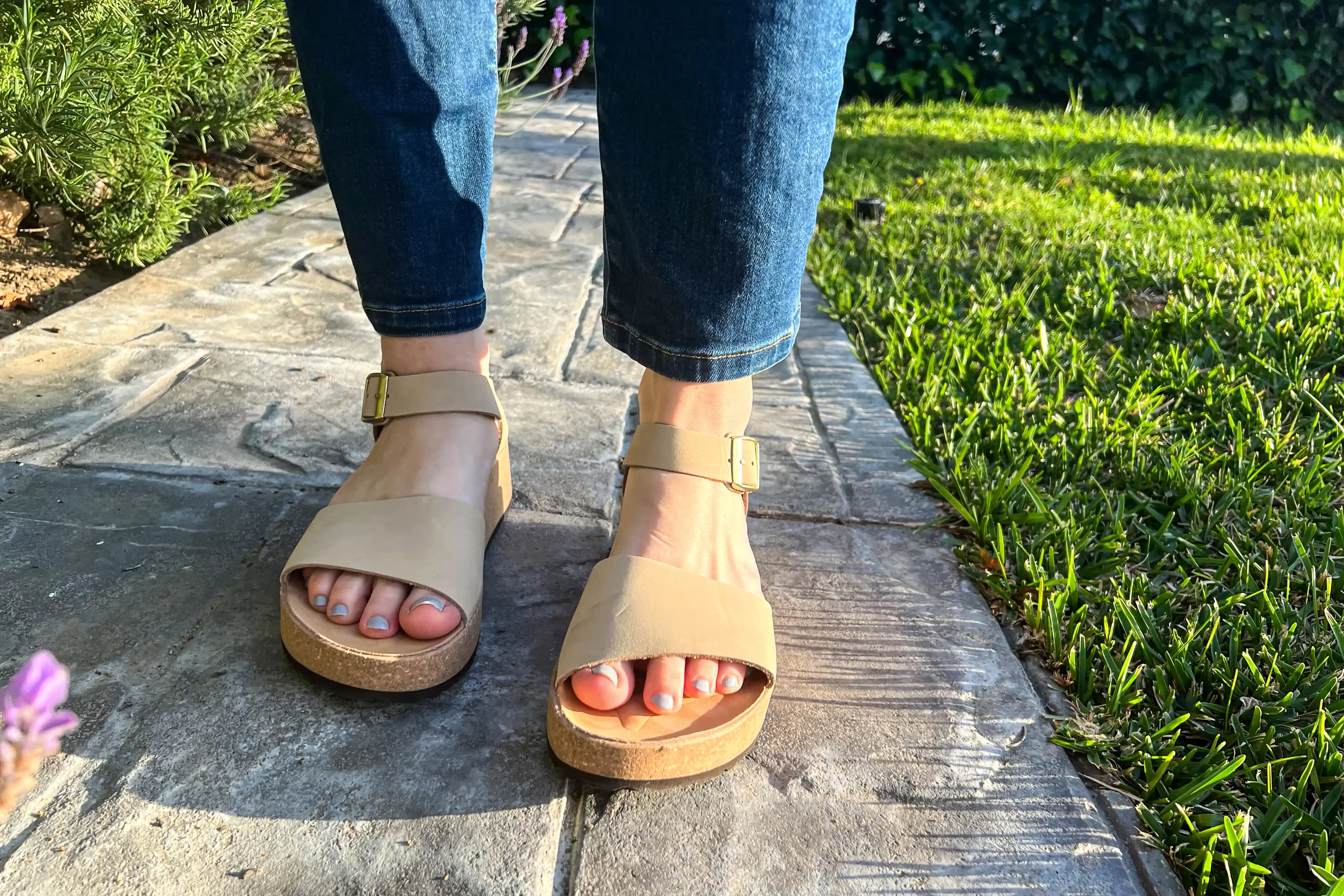 The Birkenstock Women's Glenda worn on stones