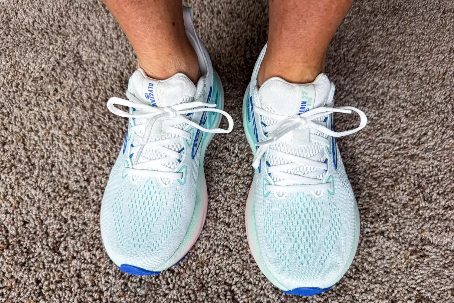 An overhead view of a person wearing the Brooks Women's Glycerin GTS 22 Running Shoes