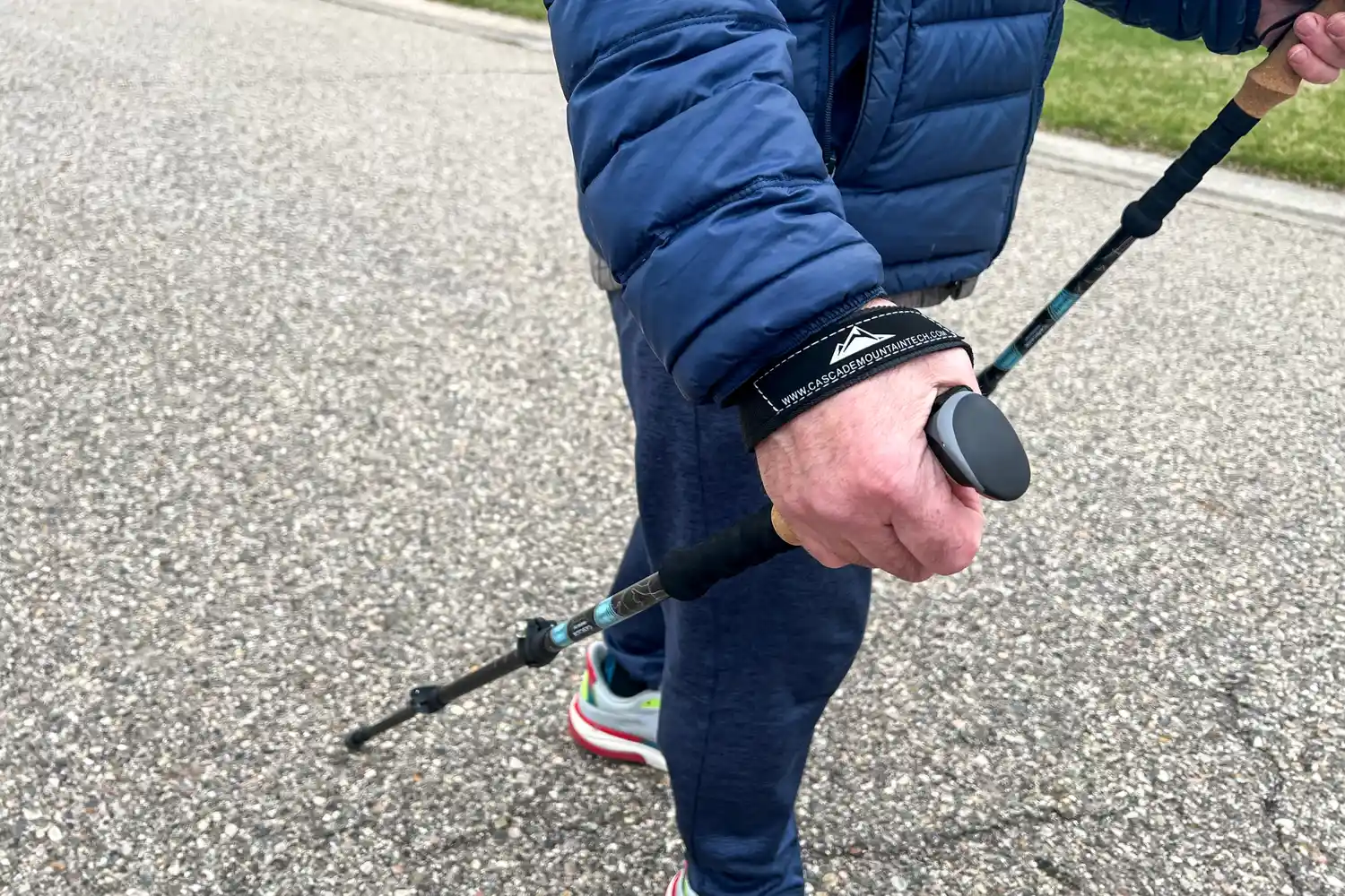 The handles on the Cascade Mountain Aluminum Quick Lock Trekking Poles with Cork Grip