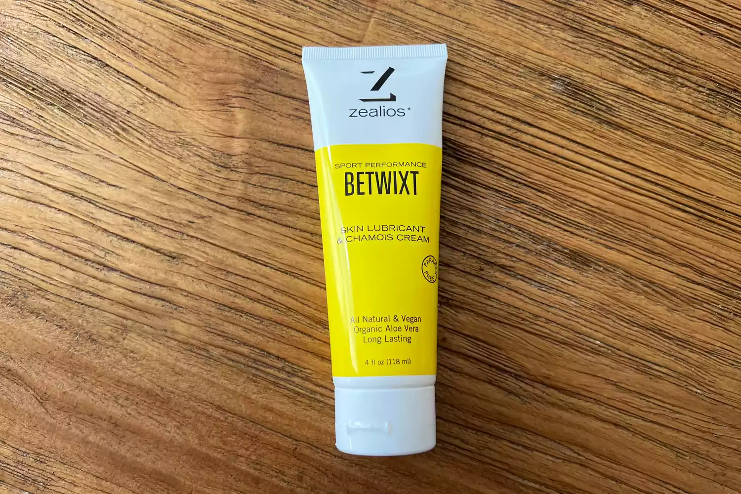 A tube of Zealios Betwixt Sports & Athletic Anti-Chafe Cream