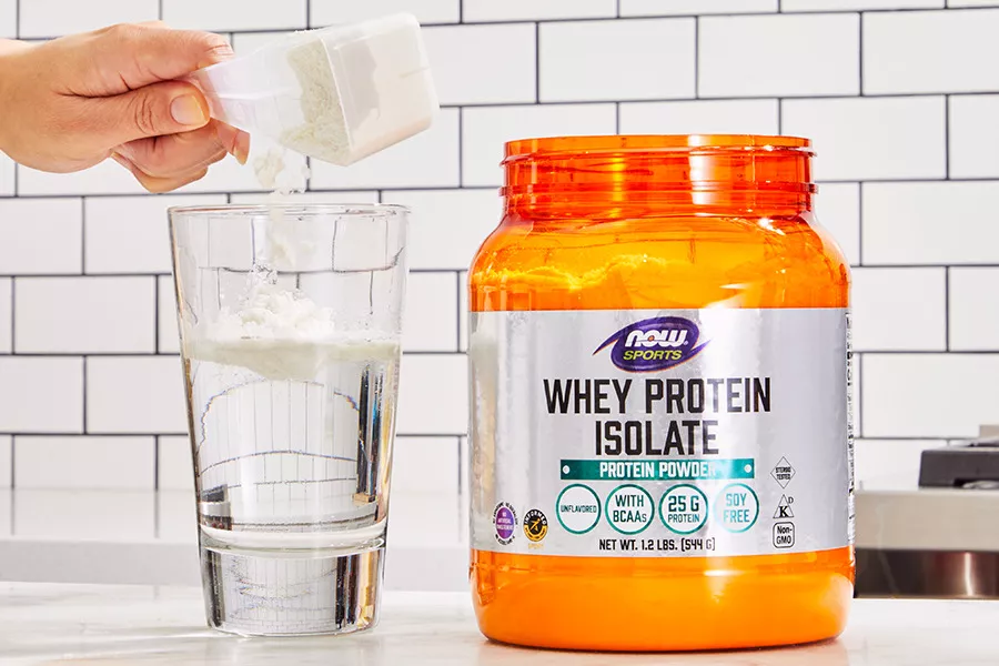 A jar of NOW Sports Nutrition Whey Protein Isolate
