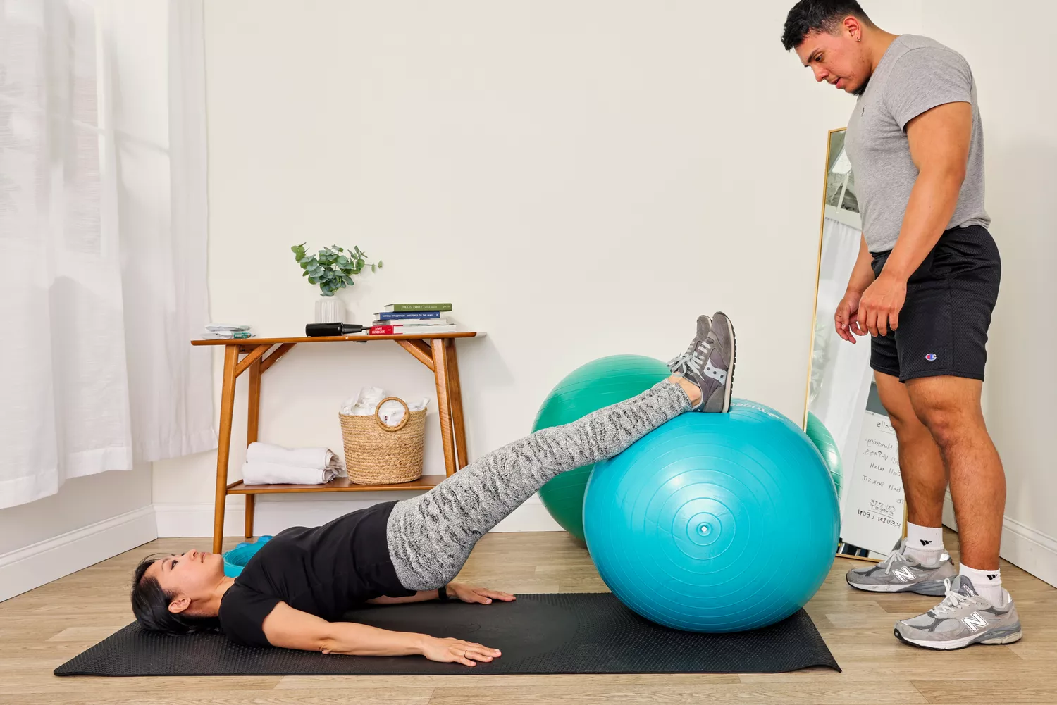 A person exercises using the Trideer Exercise Ball Chair