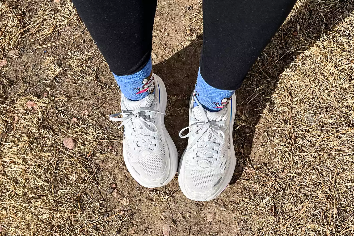 An overhead view of a person wearing the Hoka Women's Bondi 9