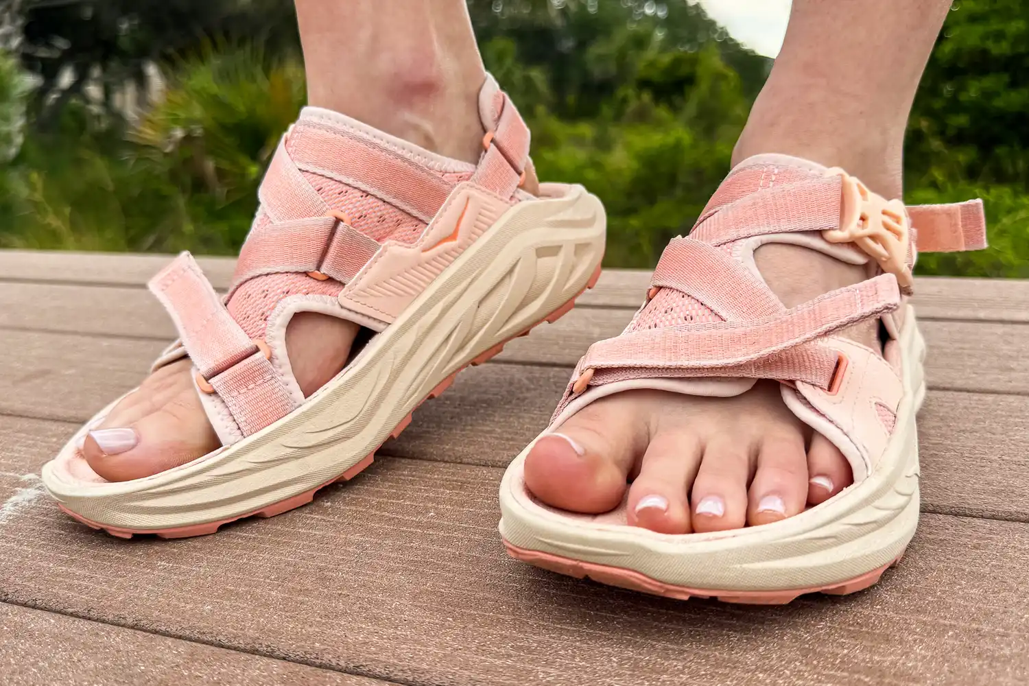 A front view of the HOKA Women's Infini Hike TC Sandals