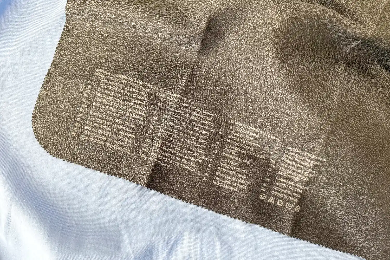 Information printed on the Matador Nanodry Towel