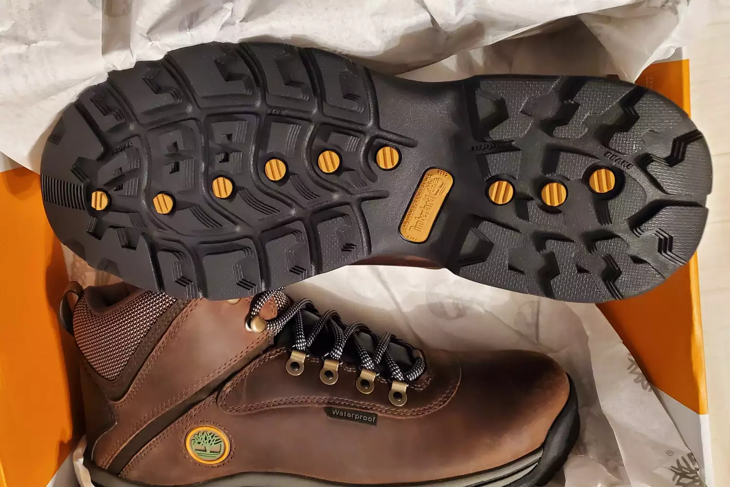 The bottom on the Timberland Menâs White Ledge Waterproof Mid Hiker Boots