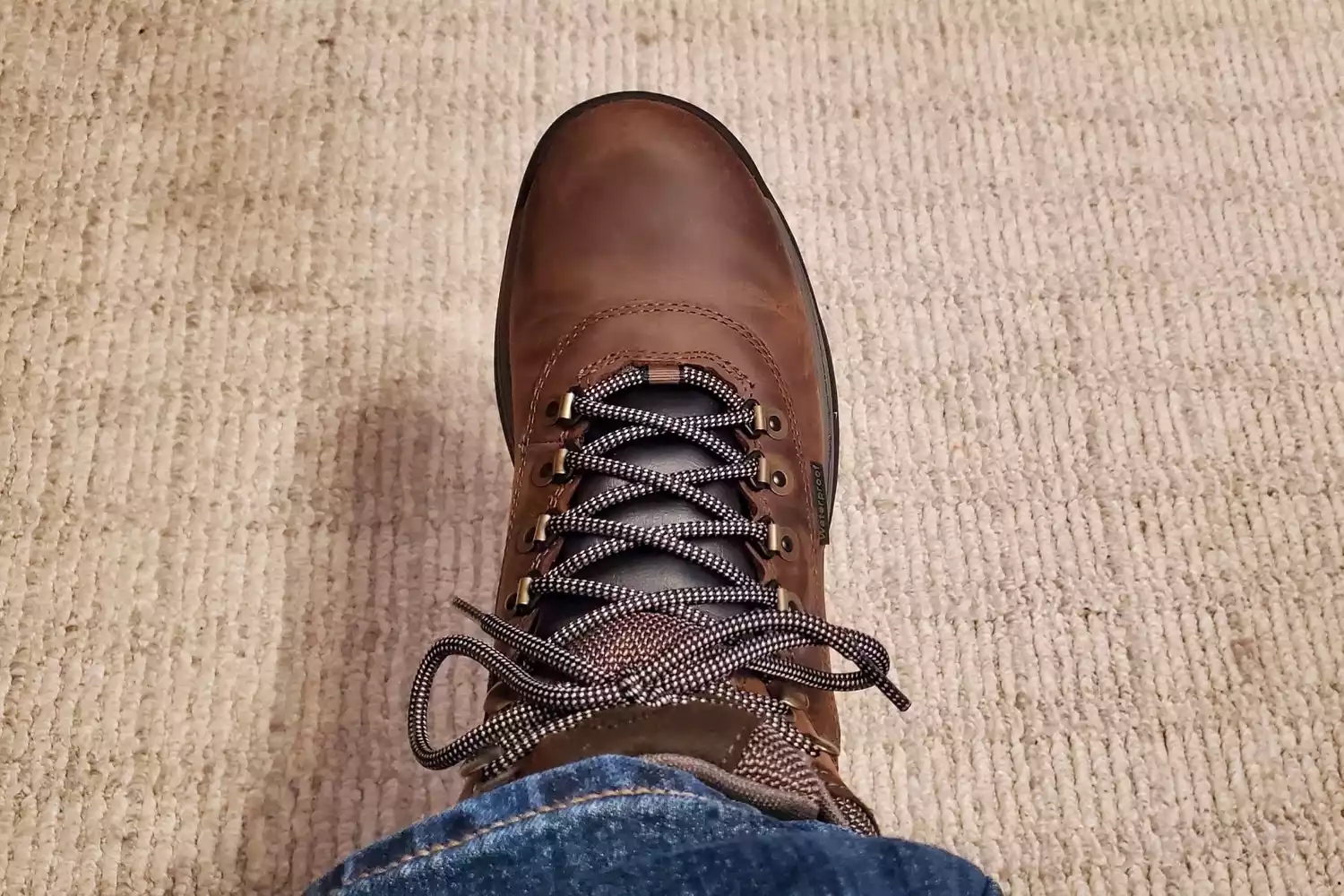 The laces on the Timberland Menâs White Ledge Waterproof Mid Hiker Boot