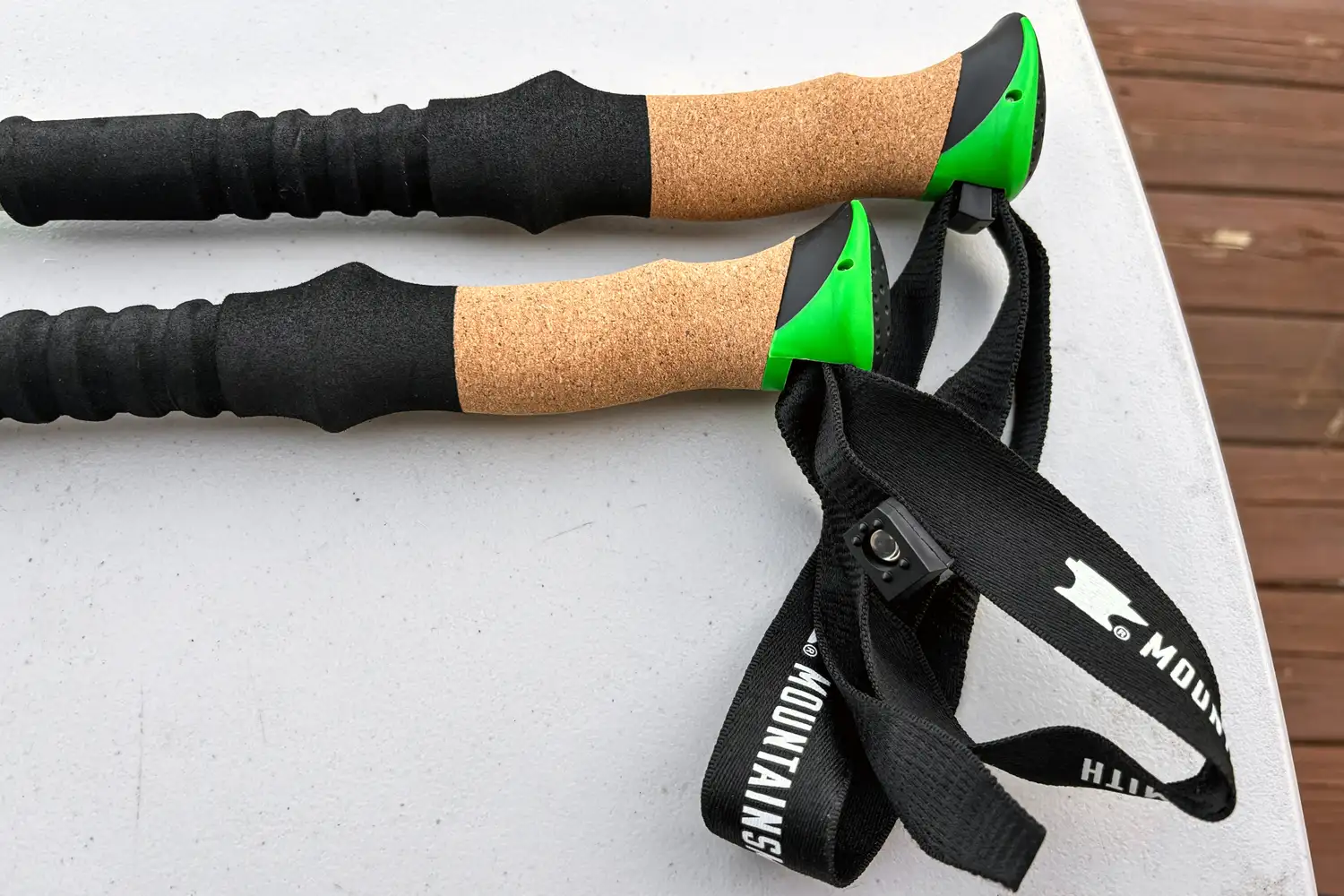 The cork handles on the Mountainsmith Tellurite 7075 OLS Trekking Poles