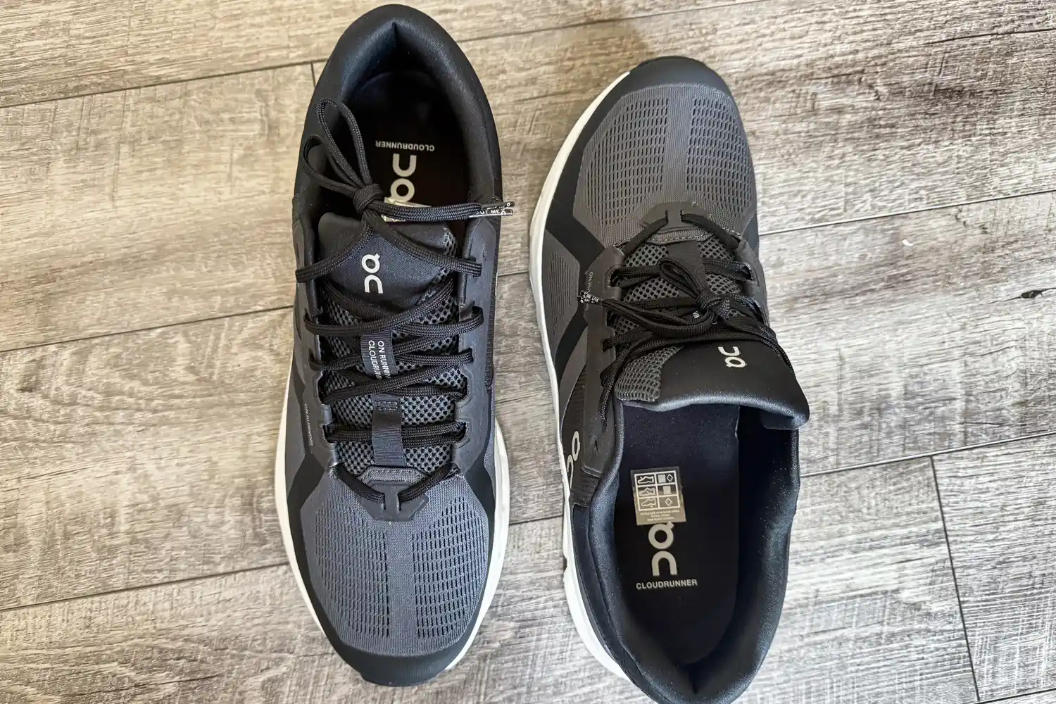 An overhead view of a pair of On Running Men's Cloudrunner 2 Wide Running Shoes