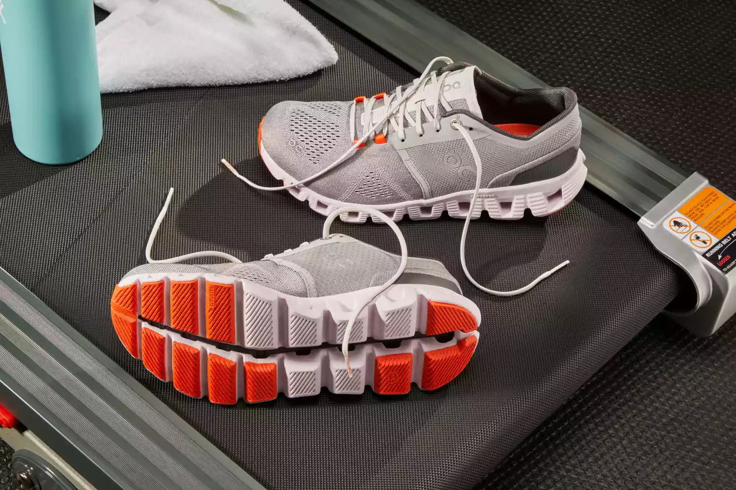 On Running Women's Cloud X Running Shoes displayed on treadmill