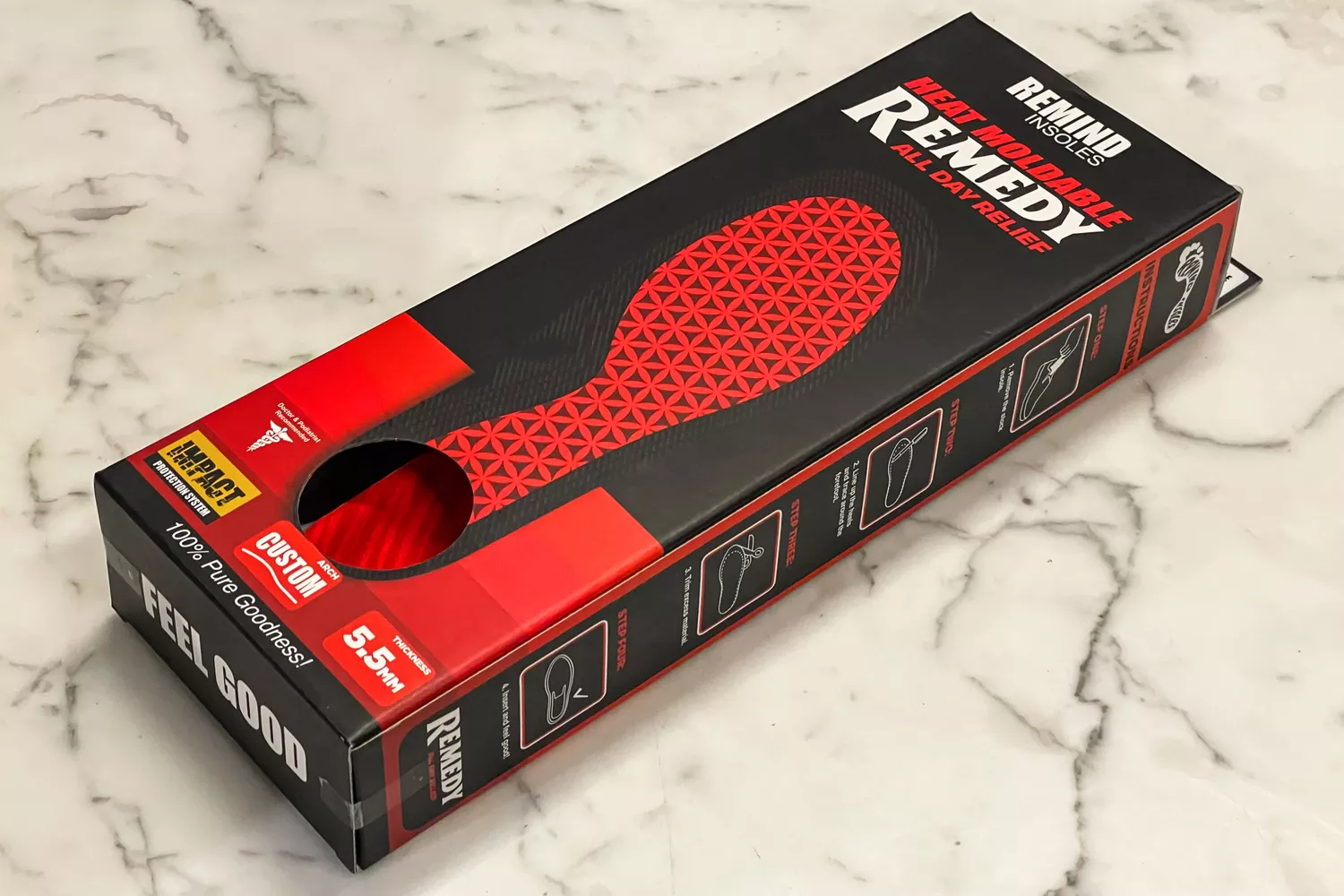 The Remind Insoles REMEDY IMPACT 5.5MM Custom Arch Heat Moldable Insoles box
