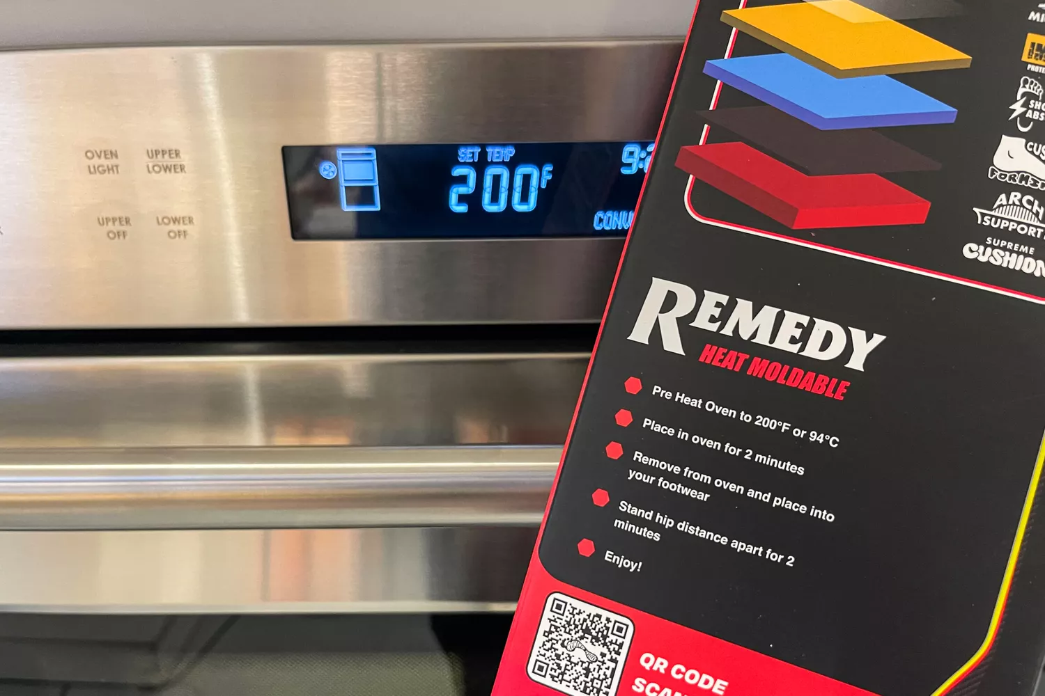 The Remind Insoles REMEDY IMPACT 5.5MM Custom Arch Heat Moldable Insoles are heat molded in the oven