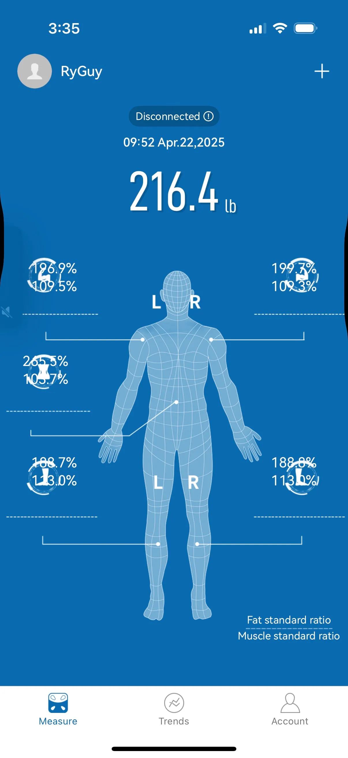 Information provided on the Renpho MorphoScan Smart Body Scale app