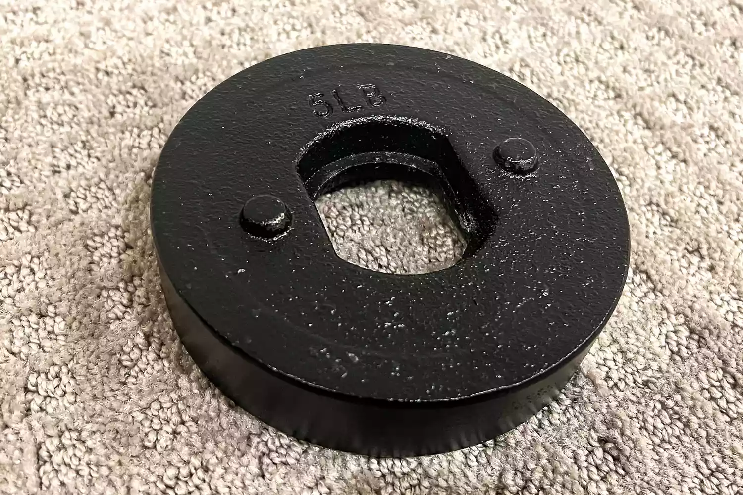 The REP Fitness Adjustable Kettlebell with Matte Powder Coating weight on carpet