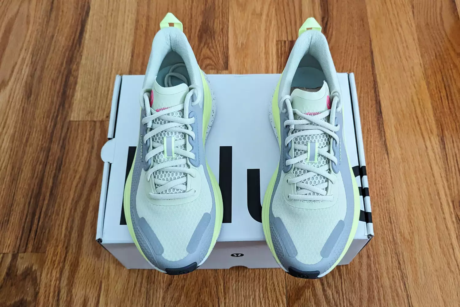 Lululemon Blissfeel Trail Running Shoe on top of box