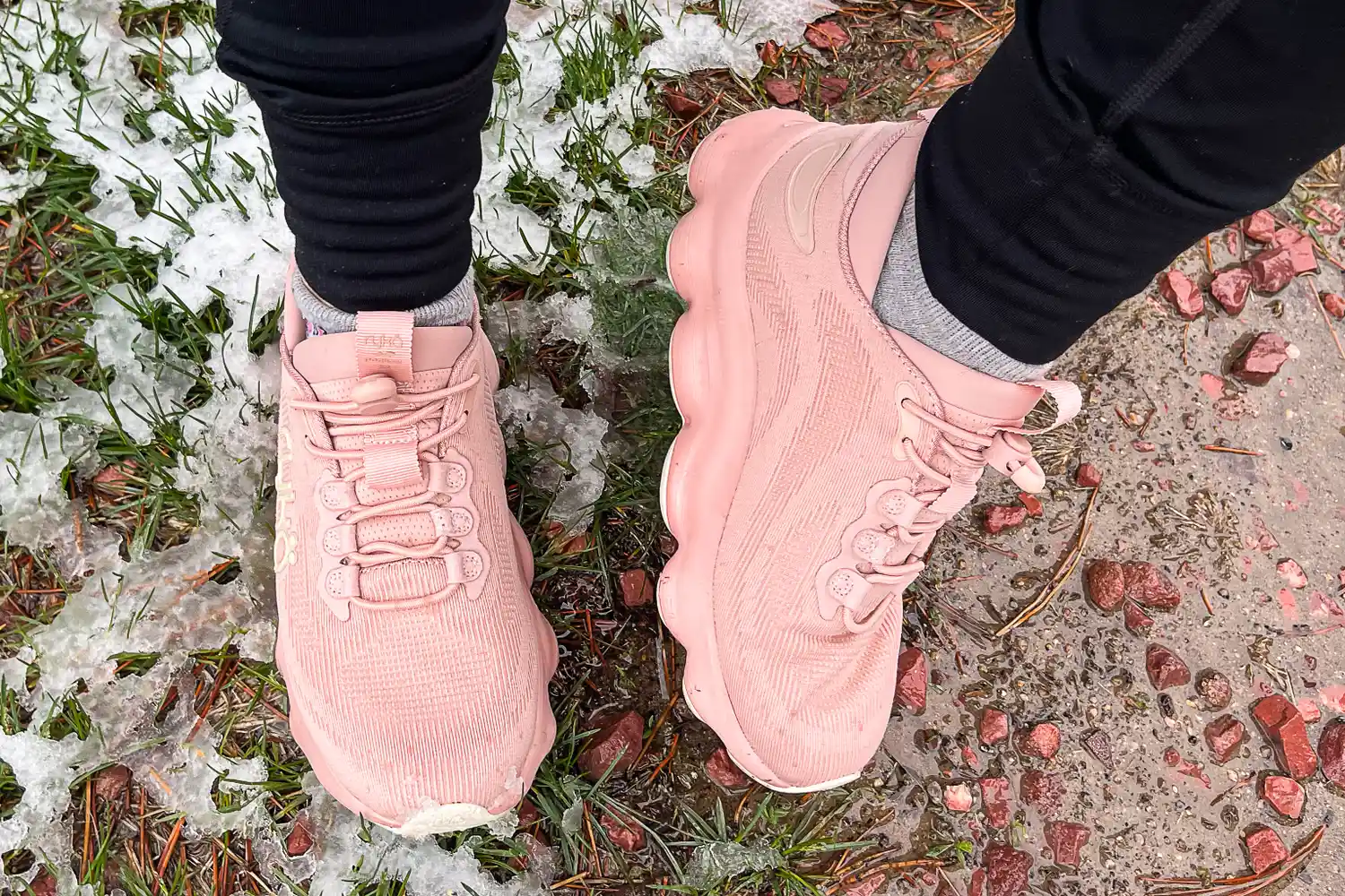 A person walks outside while wearing the Rykä Women's Podflow EZ Walking Sneaker