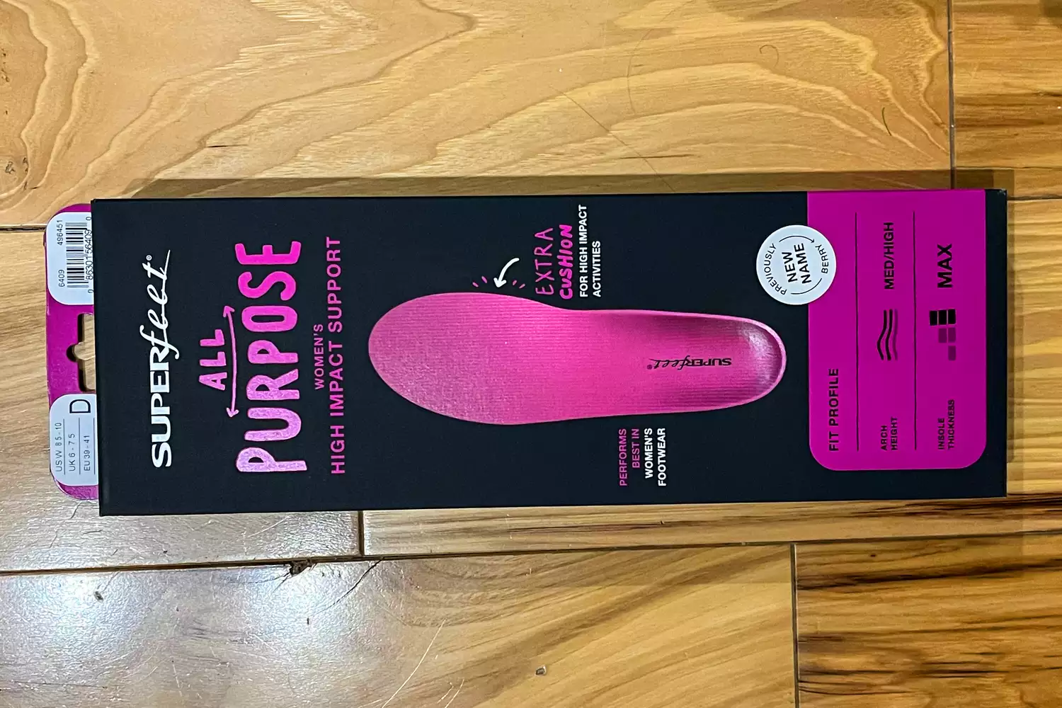 The Superfeet All-Purpose Women's High Impact Support Insoles box