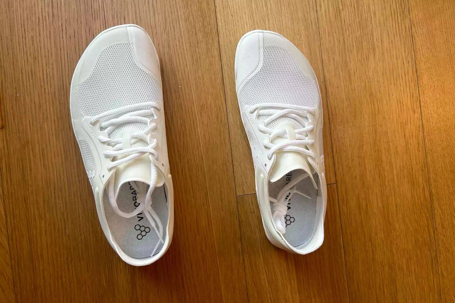 An overhead view of a pair of Vivobarefoot Women's Primus Lite III Weightlifting Sneakers