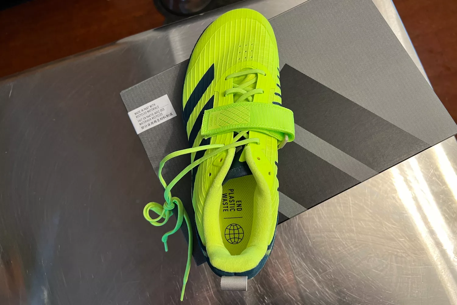 An overhead view of the adidas The Total Shoes Unisex Weightlifting Sneakers