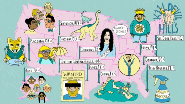 map of weirdest city names in america