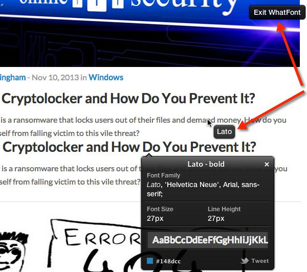 Using the WhatFont Chrome extension, you can find out the name of any web font on a web page. Using the WhatFont Chrome extension, you can find out the name of any web font on a web page.