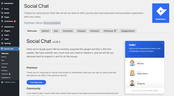 The Social Chat Welcome screen.