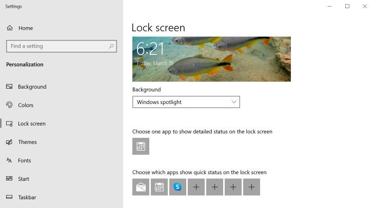 Windows 10 lock screen