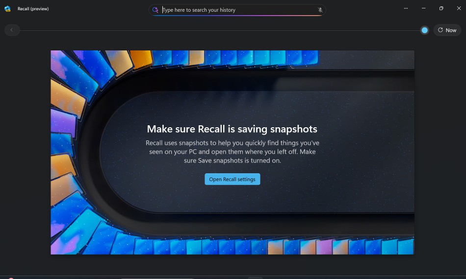 Setup page for Windows 11 Recall.