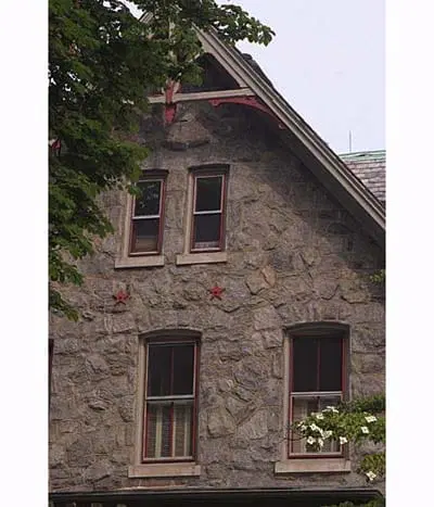 A home with painted storm windows.