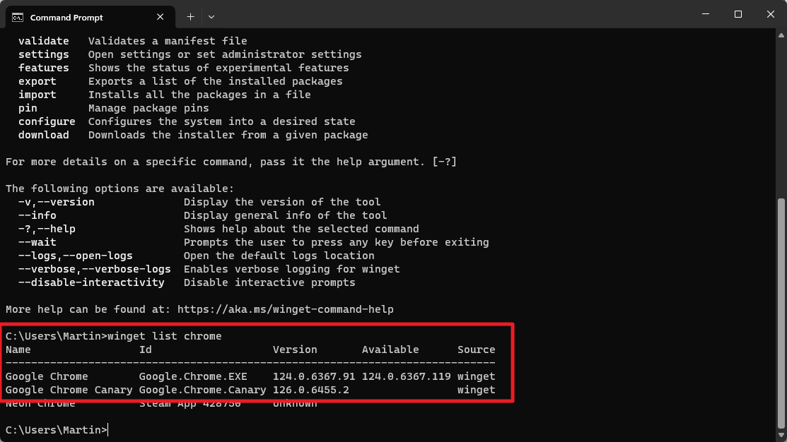 winget update Google Chrome manually