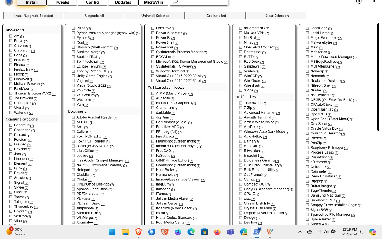 Windows Utility WinUtil interface