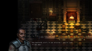 A character in You Will Die Here Tonight talking to her coworker in a garden.