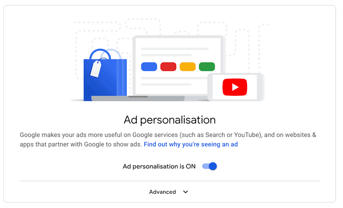 Google's "Ad personalization" settings.