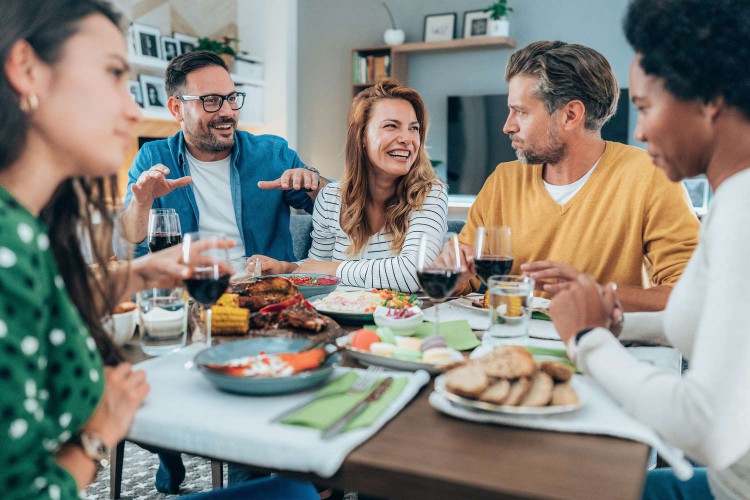 Group of people eating lunch together