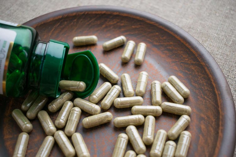 Biotin capsules on a plate